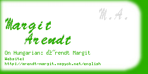 margit arendt business card